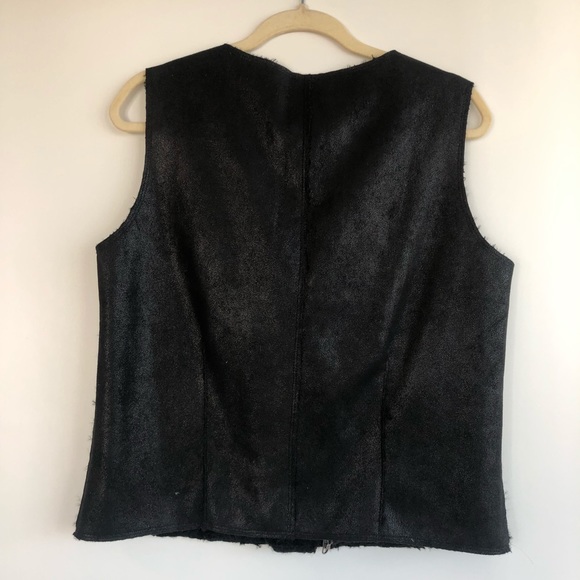 C&C California Black Reversible Fur Moto Vest - Picture 4 of 8